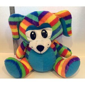 Peek A Boo Toys Plush Dog or Bear Rainbow Striped Stuffed Animal Soft Toy